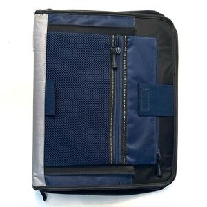 American Studio Nylon Zipper 3-Ring Binder Portfolio Pockets Black Blue School